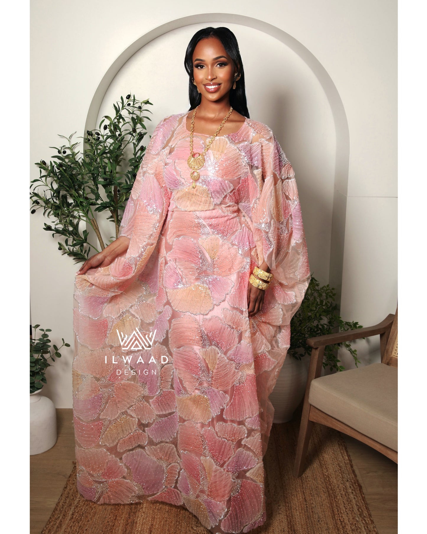 LINA (Lace Dirac) - PINK PEACH MULTI COLOR