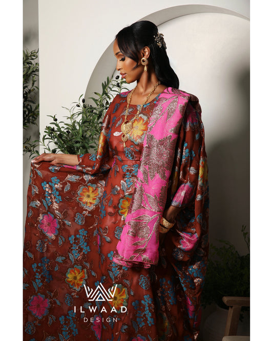 FRANSAAWI DIRAC & GARBARSAAR - BROWN MULTICOLOR & HOT PINK